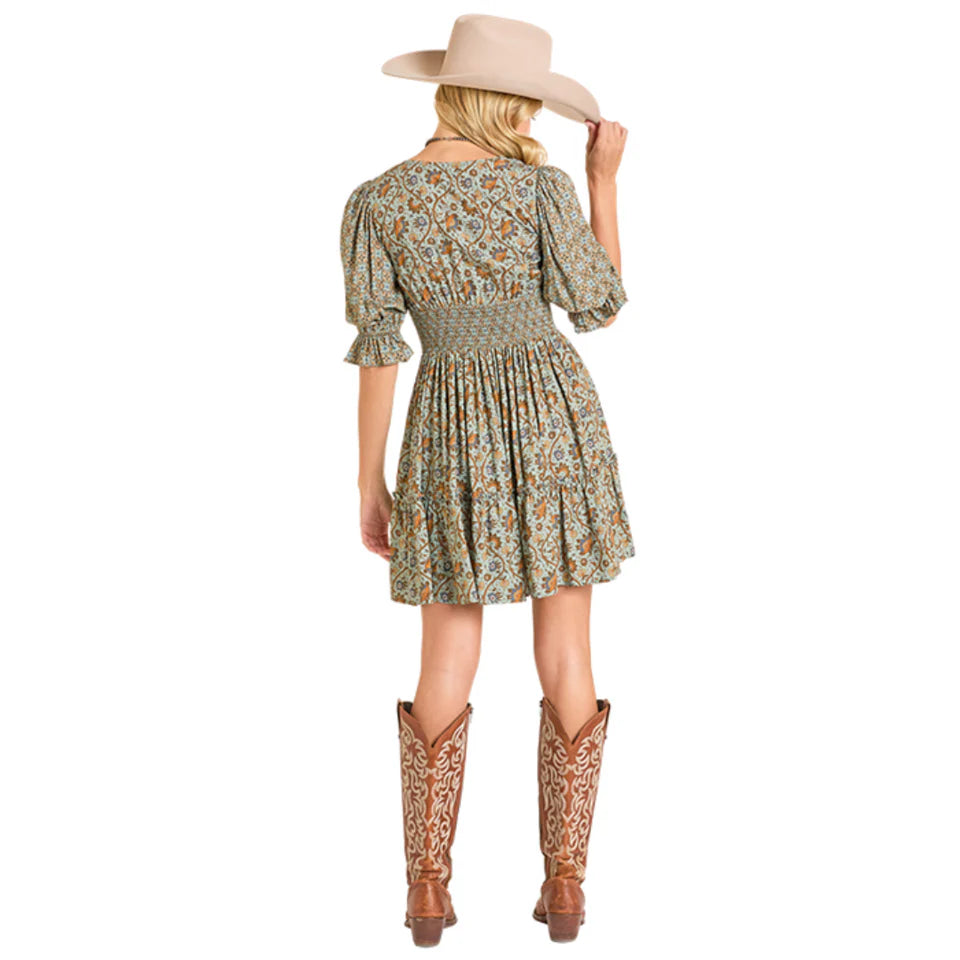 R&R Mixed Print Mini Dress