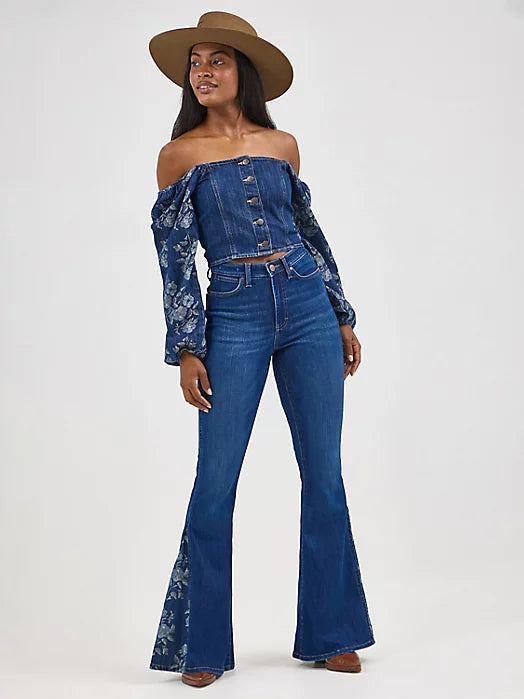WOMEN'S WRANGLER DENIM CROPPED BLOUSE