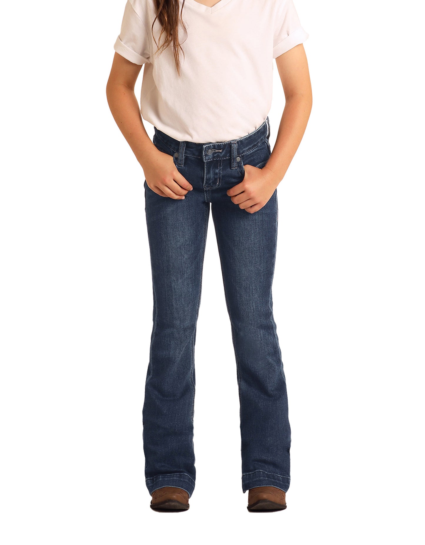 Girl’s R&R Lea Dark Wash Trousers