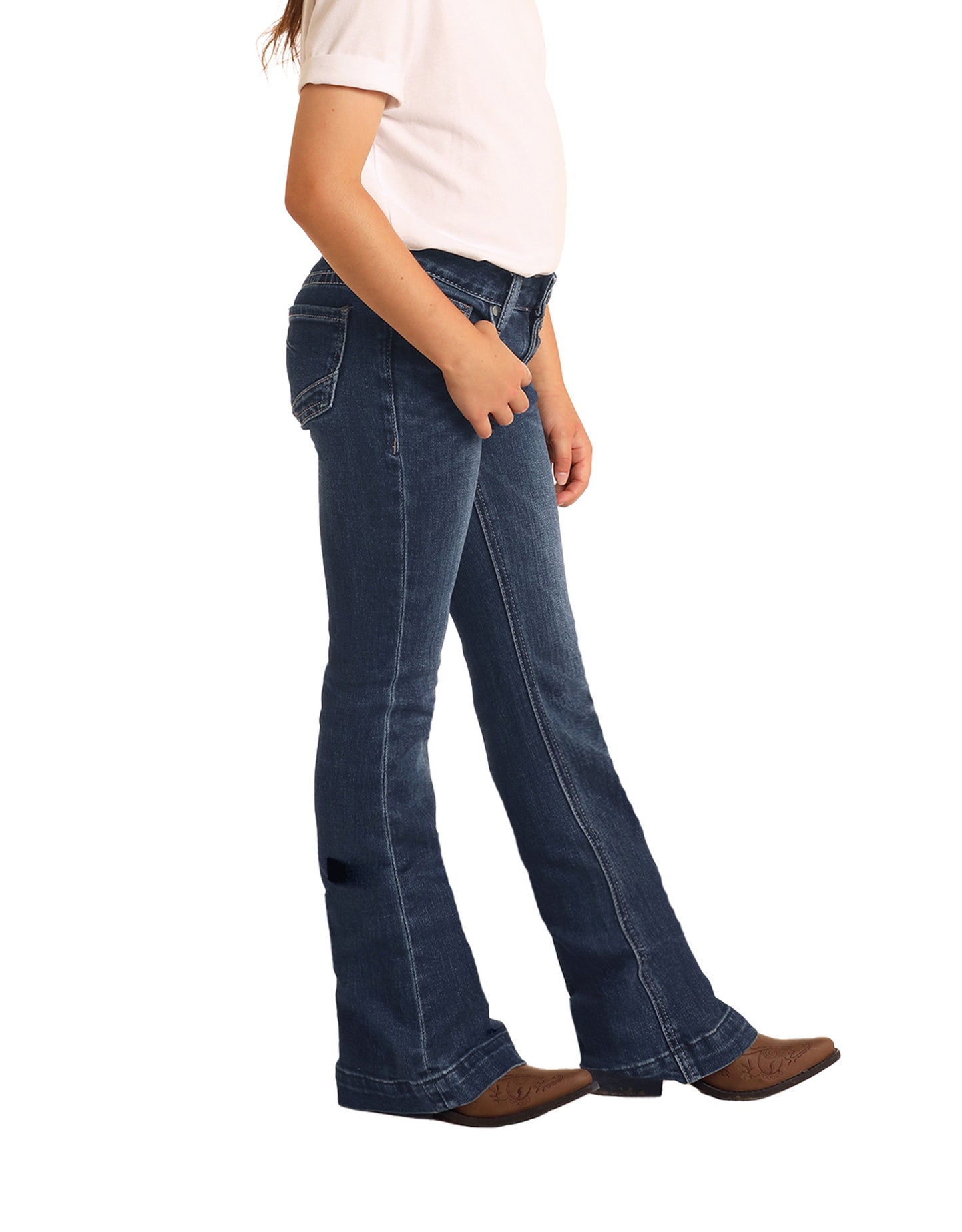 Girl’s R&R Lea Dark Wash Trousers