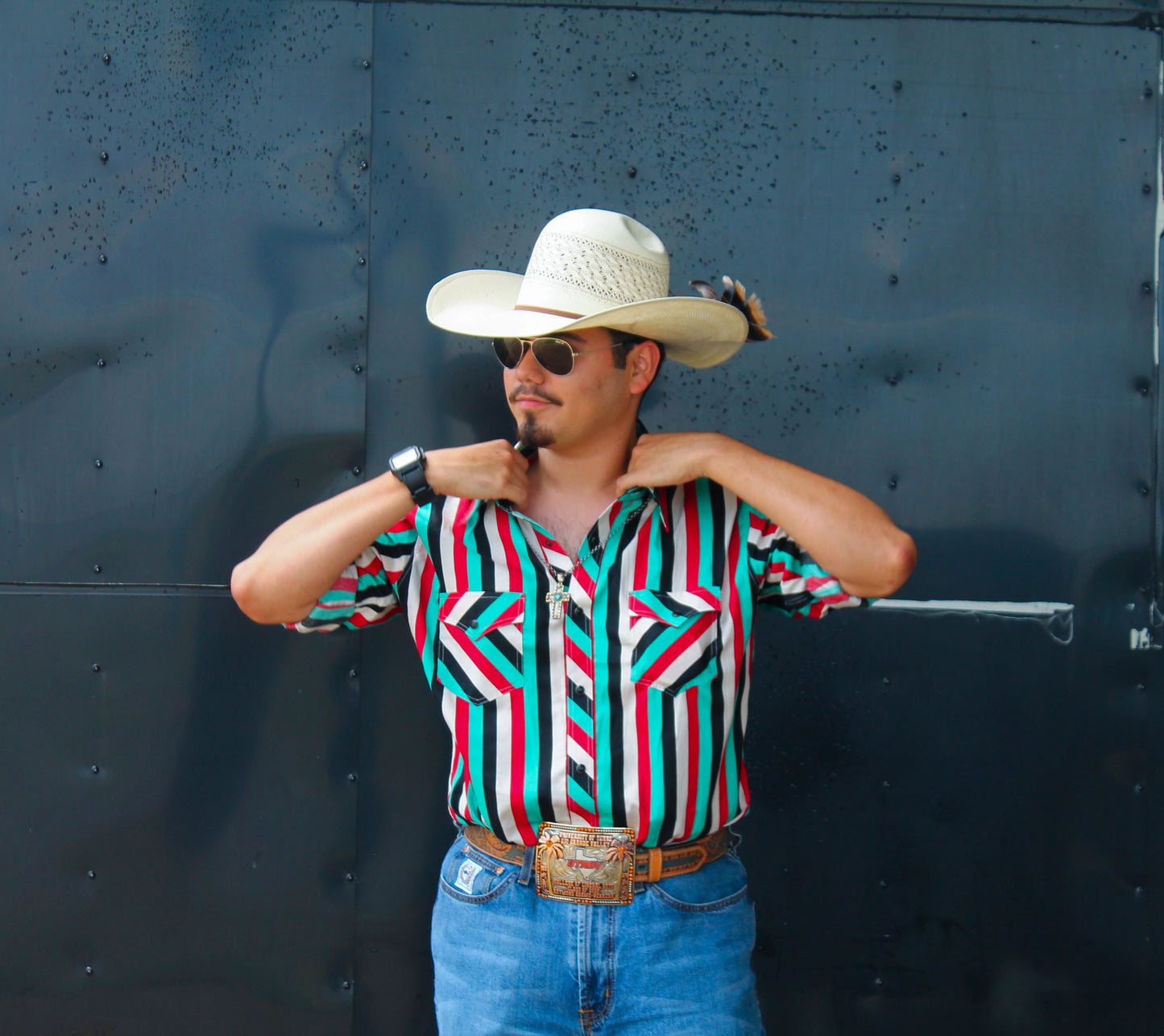 Men's Rock & Roll Cowboy Stripe Snap Front Shirt