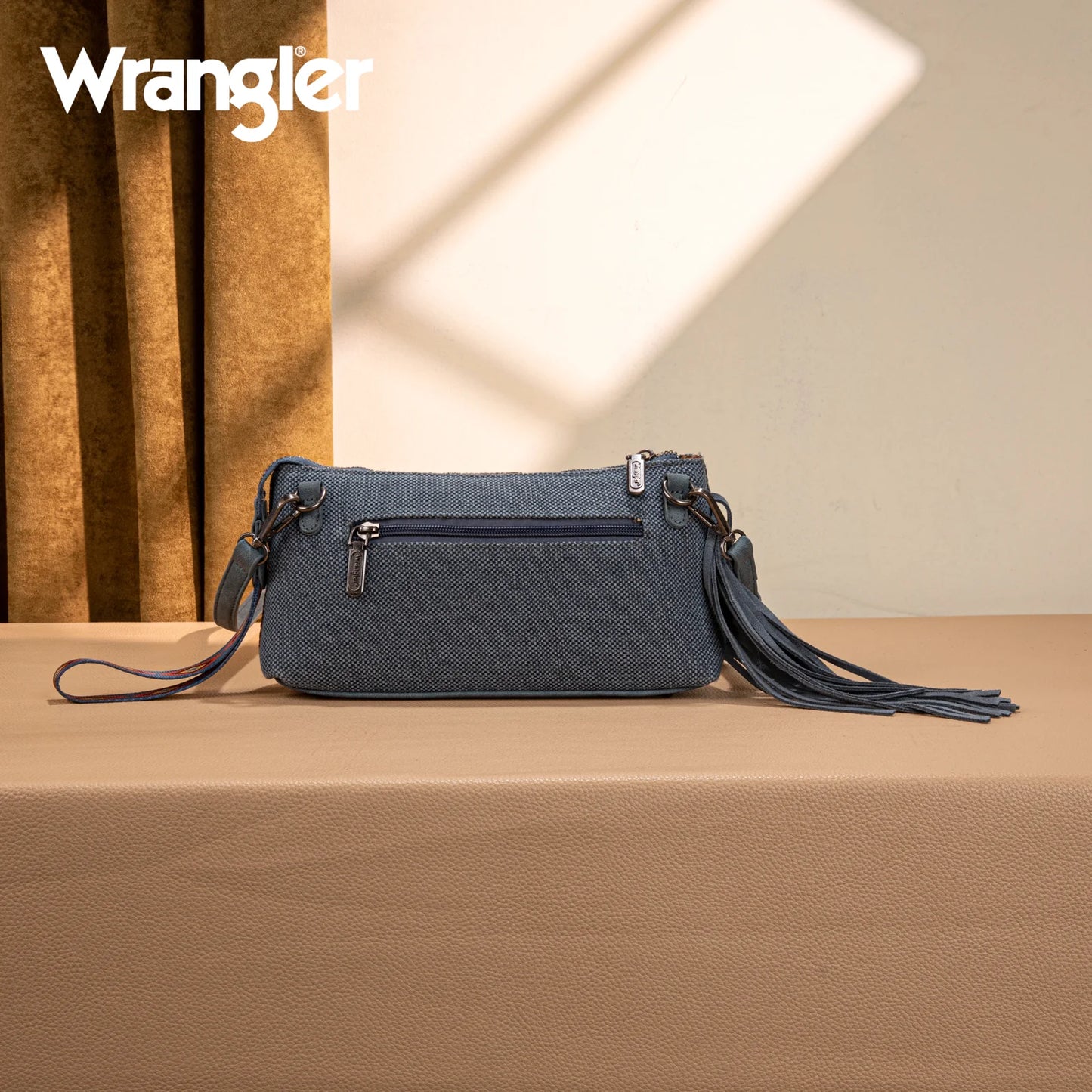 WG259-1834 Wrangler Embroidered Aztec Canvas Wristlet/Crossbody-Jean