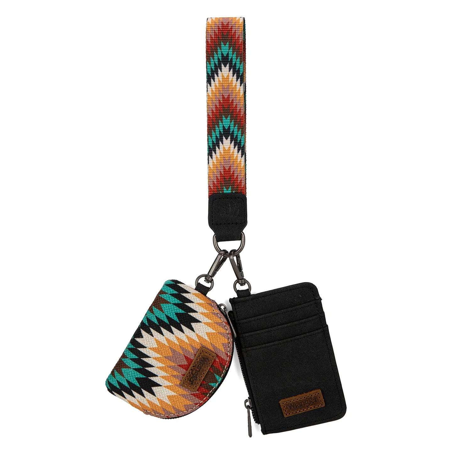 WG2211-W0051 Wrangler Southwestern Art Print Dual Pouch Wristlet -Black