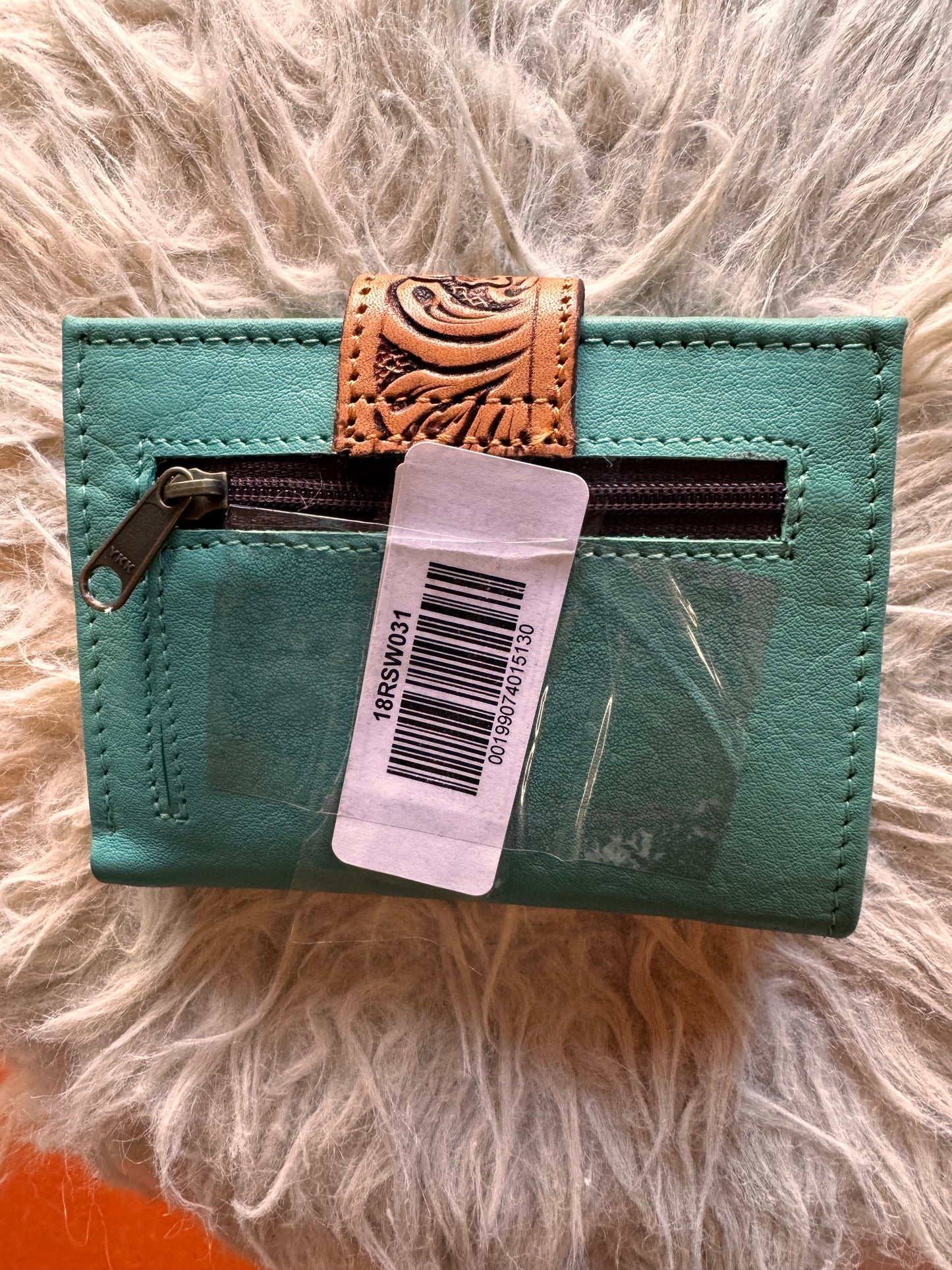 Turquoise leather Clutch wallet