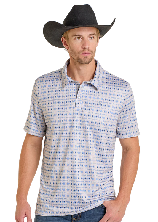 PANHANDLE MENS NATURAL BLUE SNAP POLO