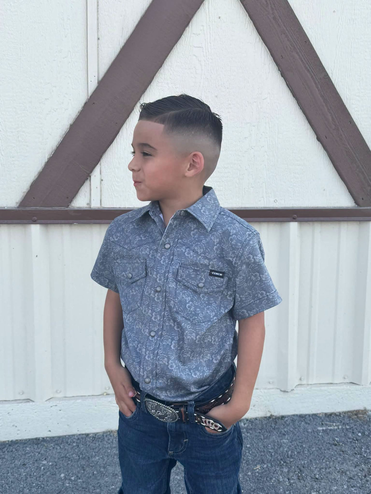 CINCH MTW7171001 BOYS S/S Snap Navy ðŸ¤