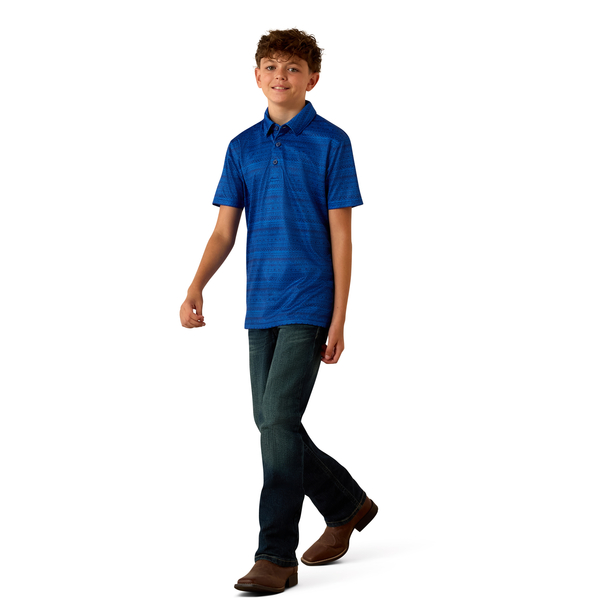 ARIAT BLUE QUARTZ TRIBAL STRIPE - KIDS BOYS POLO - 10073490