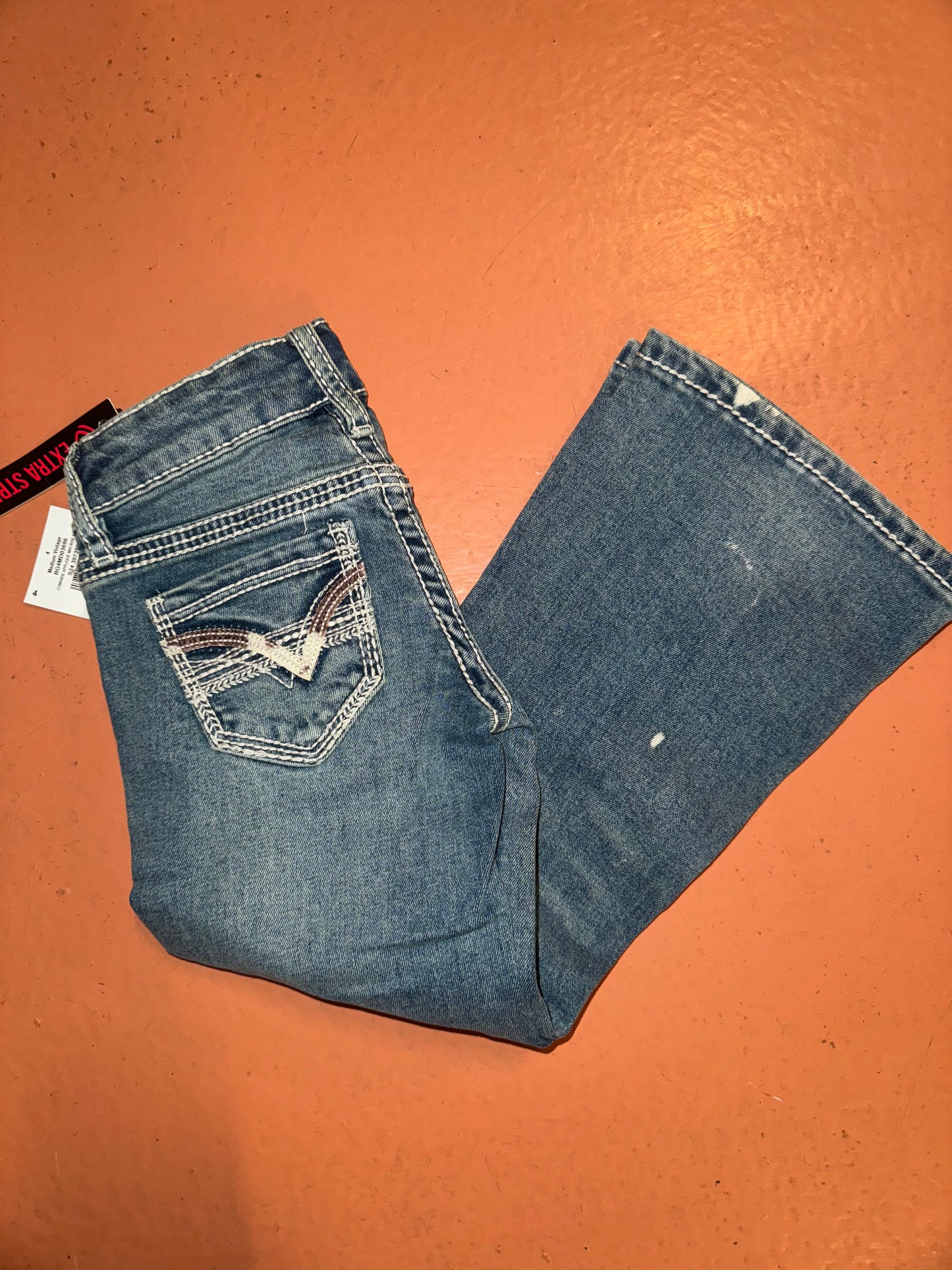 R&R Girl's Cowhide Patchwork Denim Jeans
