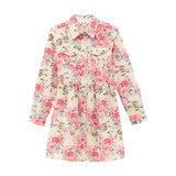 Wrangler Girls Floral White Western Snap Long Sleeve Dress