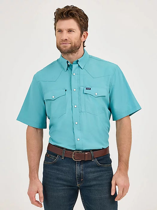 Men’s Wrangler Aqua Pearl-snap