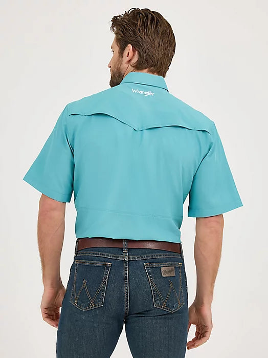 Men’s Wrangler Aqua Pearl-snap