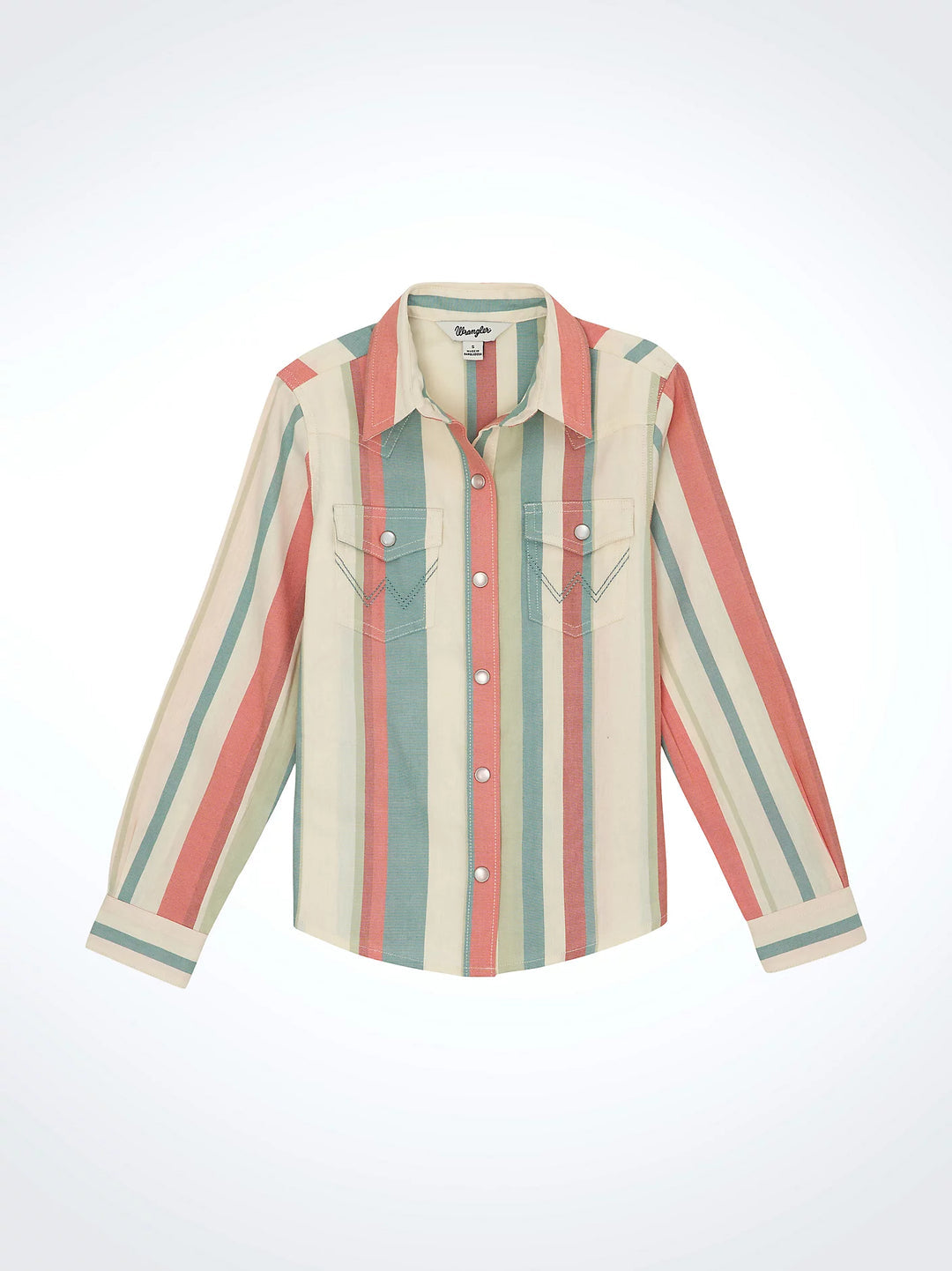 Wrangler Girl’s Coral Striple Pearlsnap