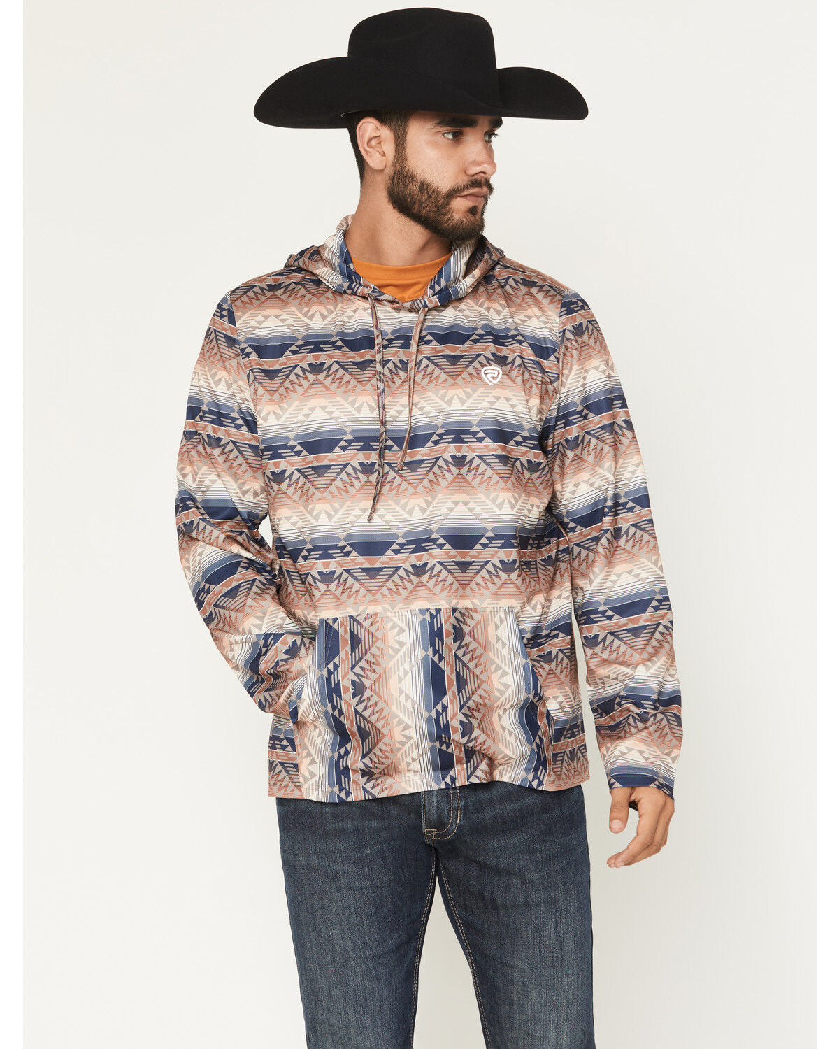 Rock & Roll Denim Men's Southwestern Print Performance Hooded Sweatshirt