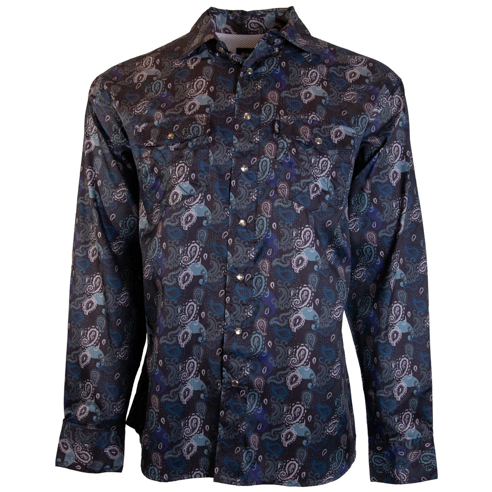 "SOL" BLACK/PAISLEY LONG SLEEVE PEARL SNAP SHIRT
