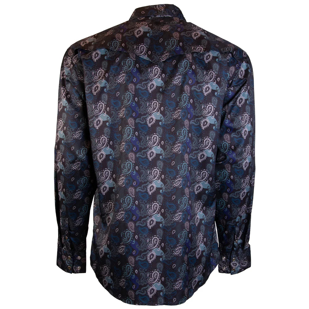 "SOL" BLACK/PAISLEY LONG SLEEVE PEARL SNAP SHIRT
