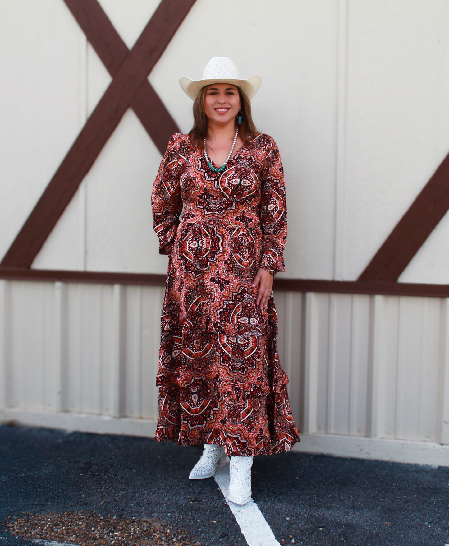 WOMEN'S RUFFLE ACCENT MAXI DRESS