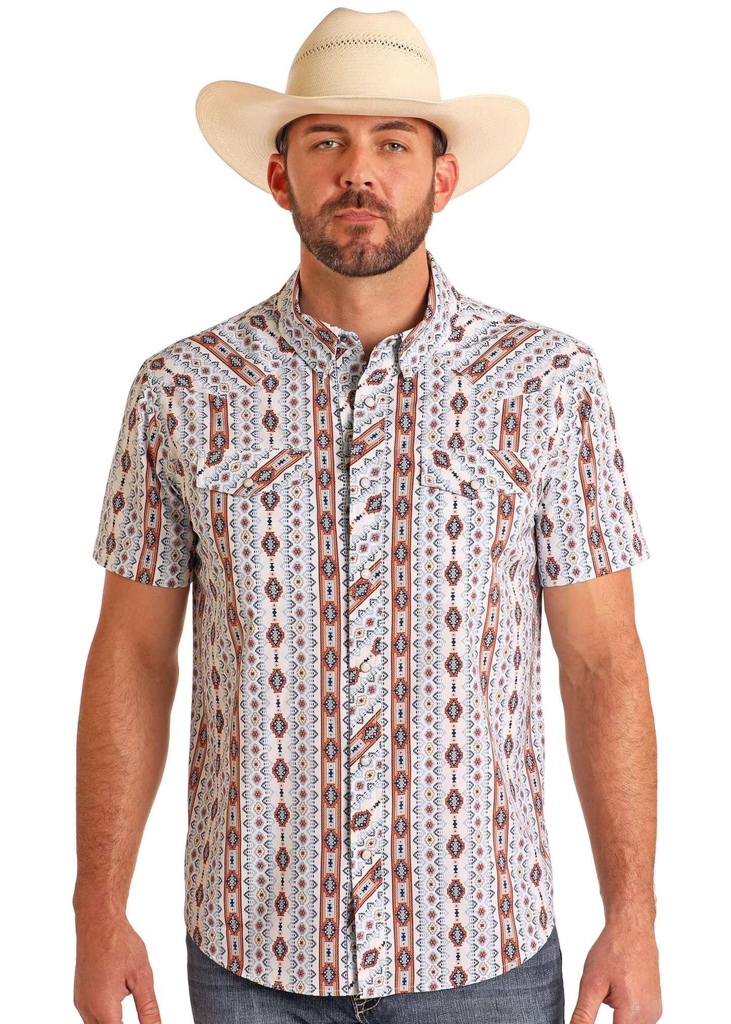 Panhandle Men's Rustic Aztec Pearl-Snap