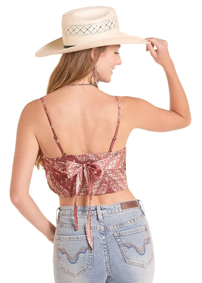 Rock & Roll Denim Burgundy Bandana Tank Top