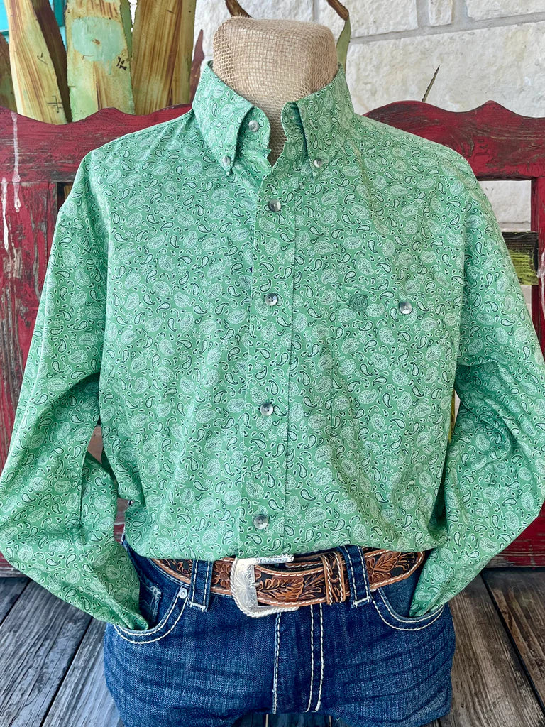 Wrangler Men’s Green Paisley Button-Up