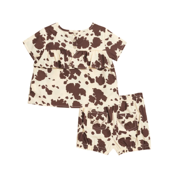 Wrangler Girl's Cream & Chocolate Cow Print top