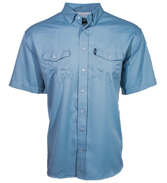 "SOL" Ashley Blue Short Sleeve Pearl Snap