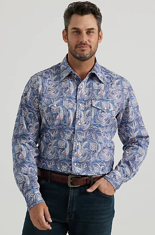 Wrangler Men's Red Feather L/s Pearlsnap