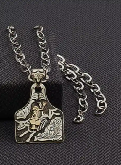 Skeleton Bull Rider with Chain
