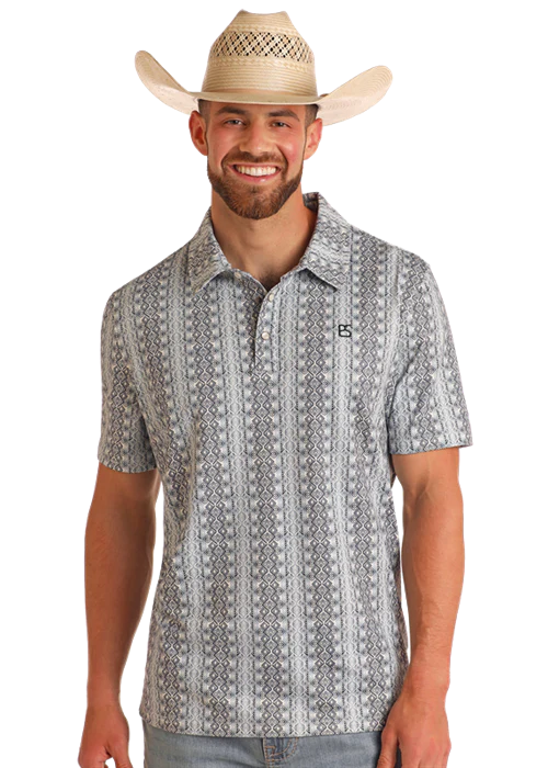 Panhandle Men's Multi Grey Pearl-snap Polo