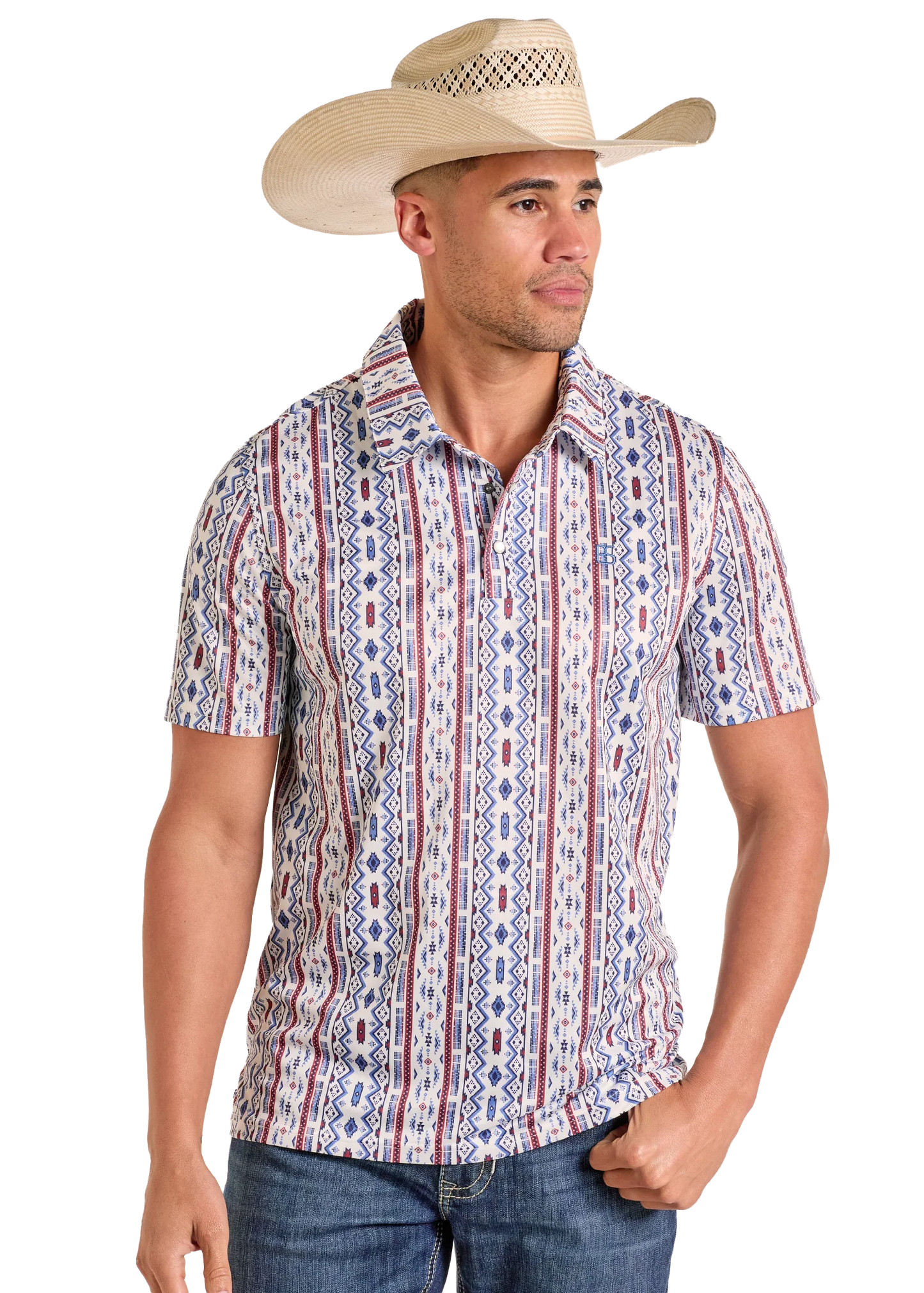 Panhandle Mens SS Polo Snap - Blue