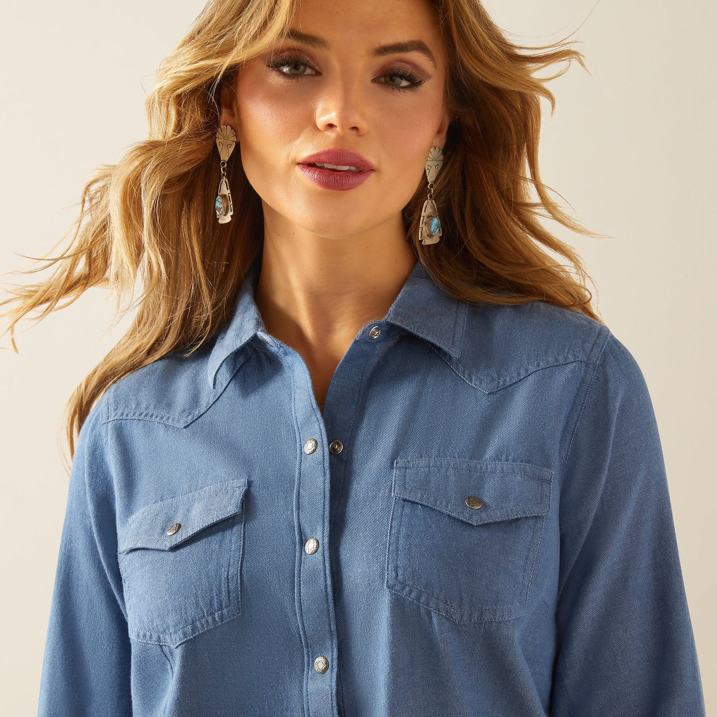 Women's Everyday Western LS Snap - Light Chambray