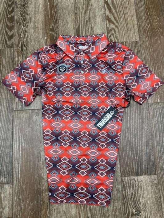 Rock & Roll Men's Red/Turquoise Aztec Polo