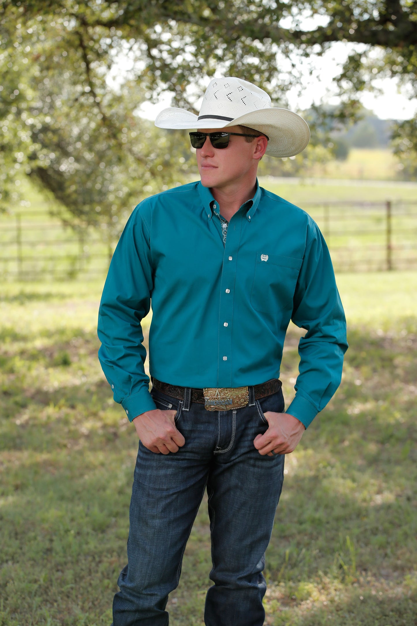 Cinch Men's Solid Turquoise Button-ups