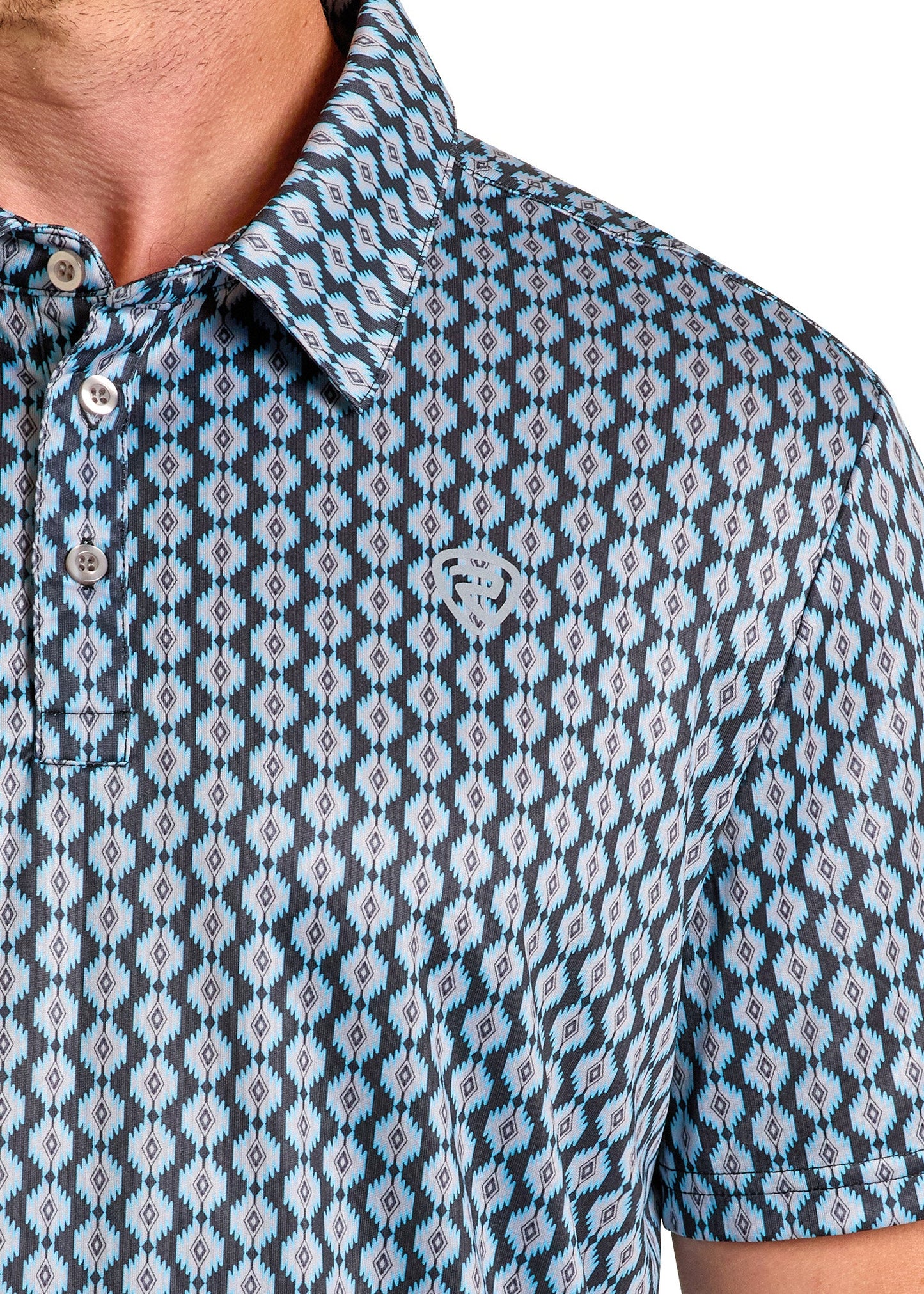 Rock&Roll Denim Aztec Printed Polo - Black