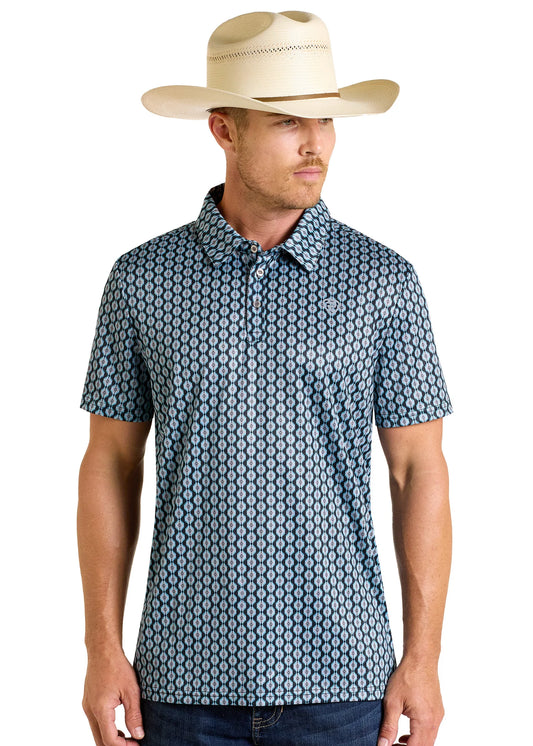 Rock&Roll Denim Aztec Printed Polo - Black