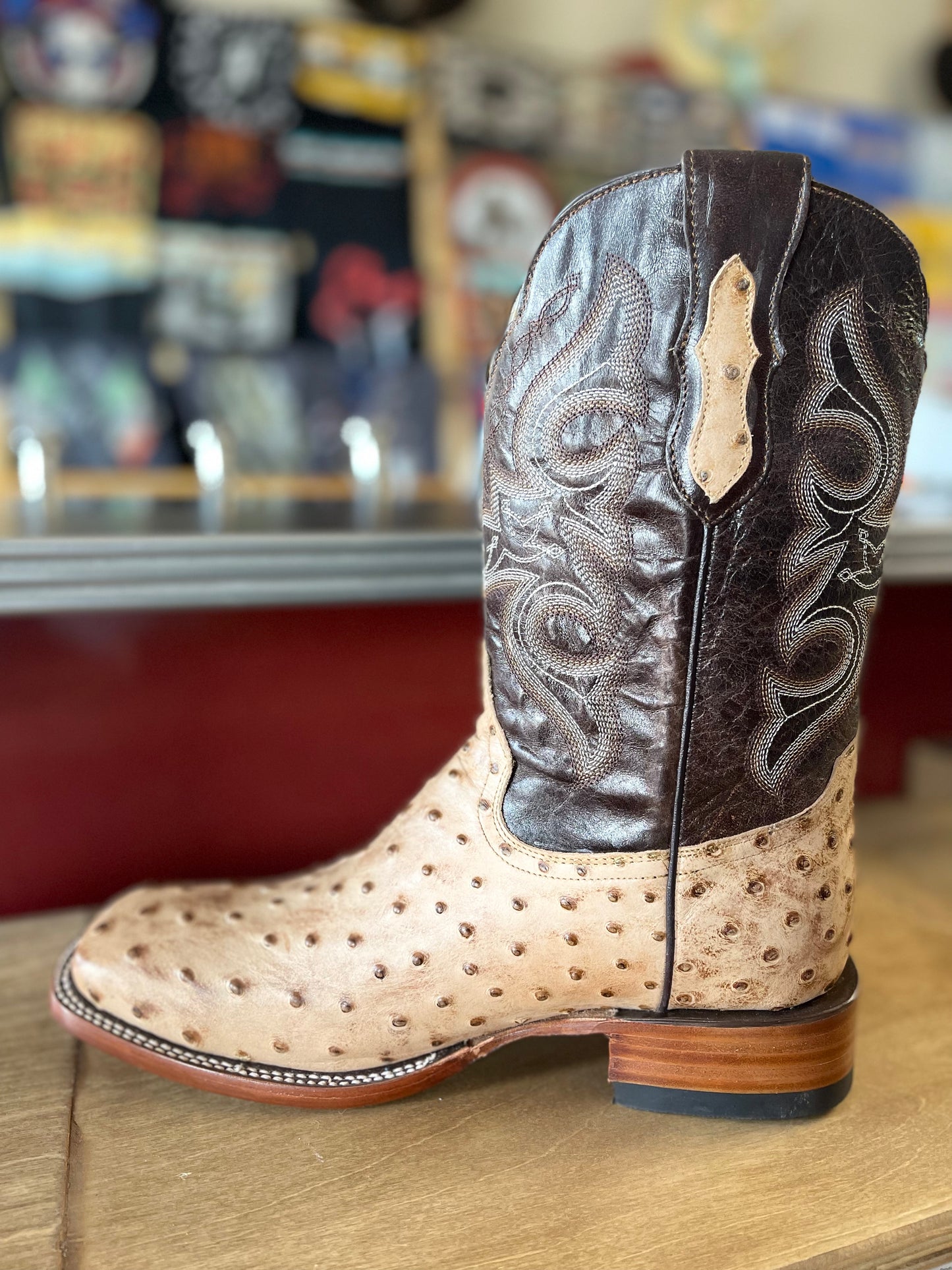 Brown Ostrich Alfa Boots