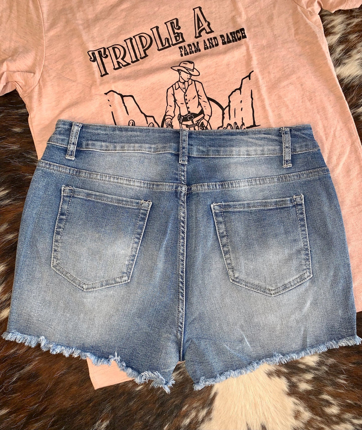 Light Wash Denim Shorts-Plus Size