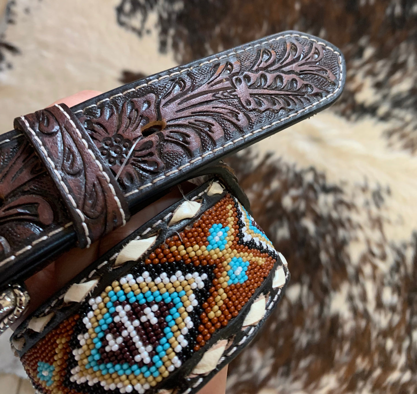 Nocona Men's Diamond Cross Beaded Belt