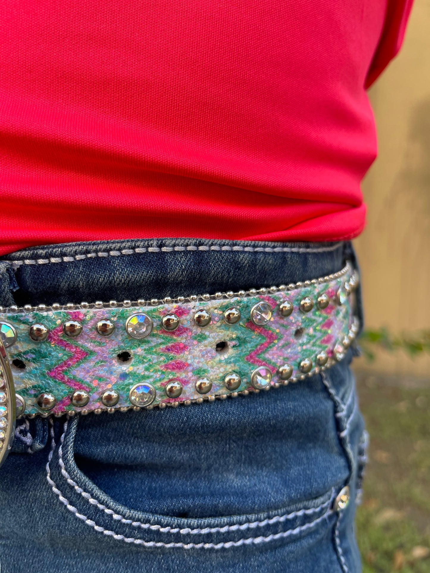 Nocona Girl's Glitter Chevron Belt