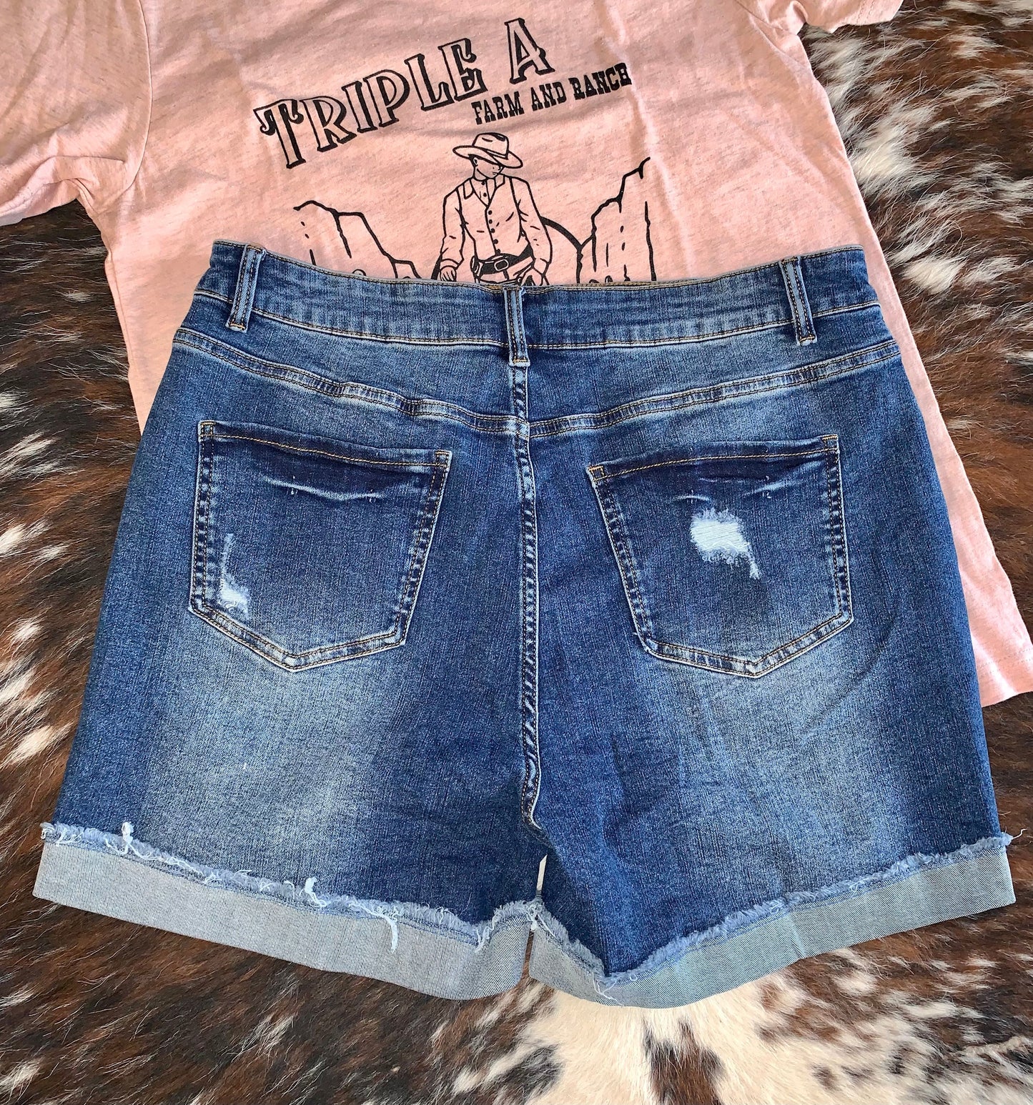 Dark Wash Denim Shorts- Plus Size