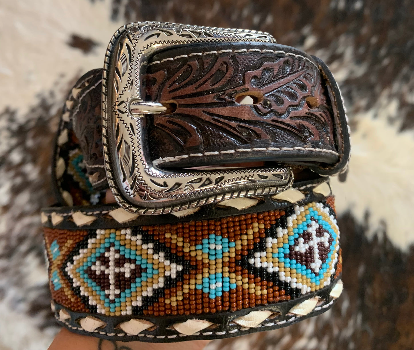 Nocona Men's Diamond Cross Beaded Belt