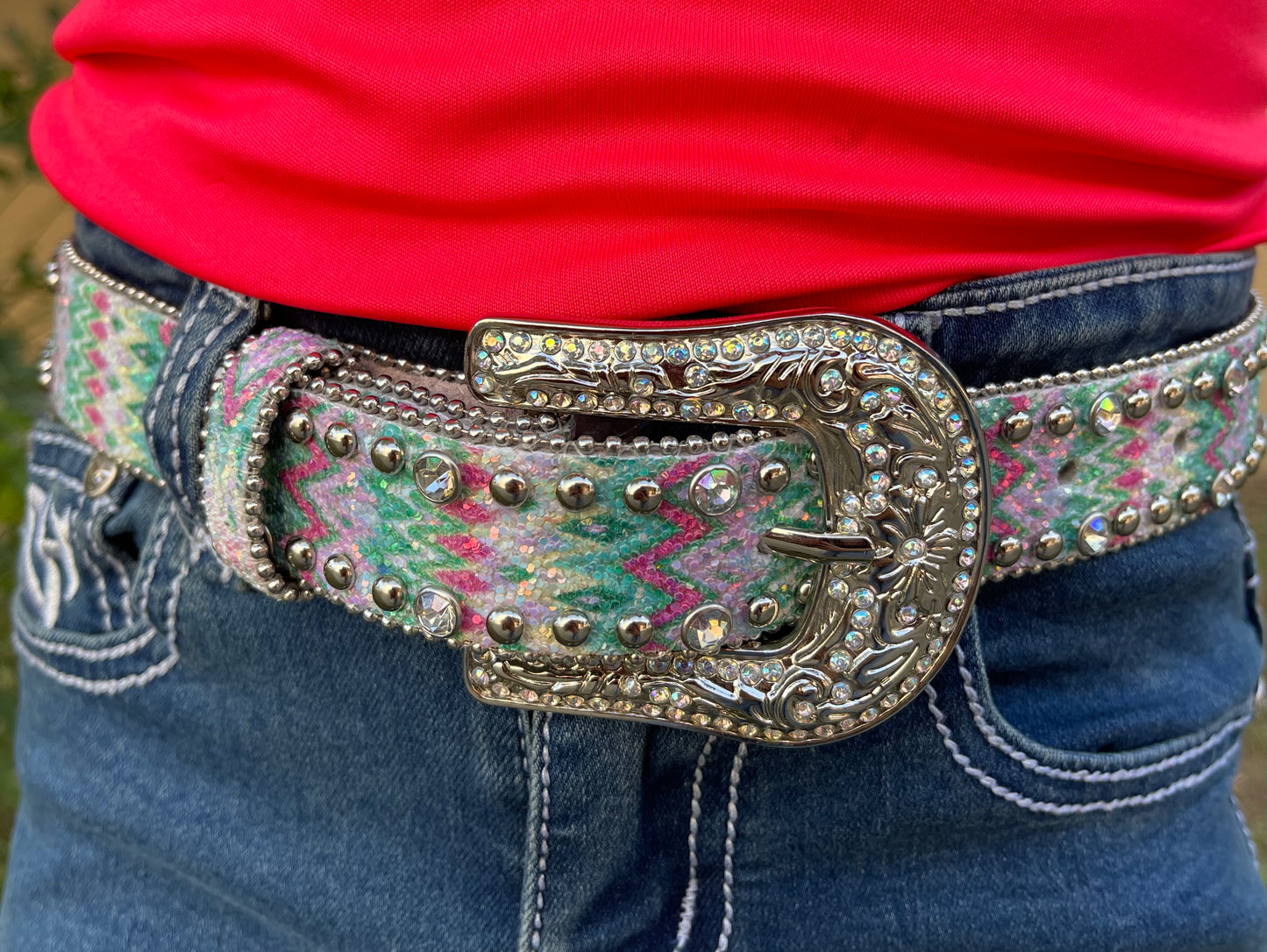 Nocona Girl's Glitter Chevron Belt