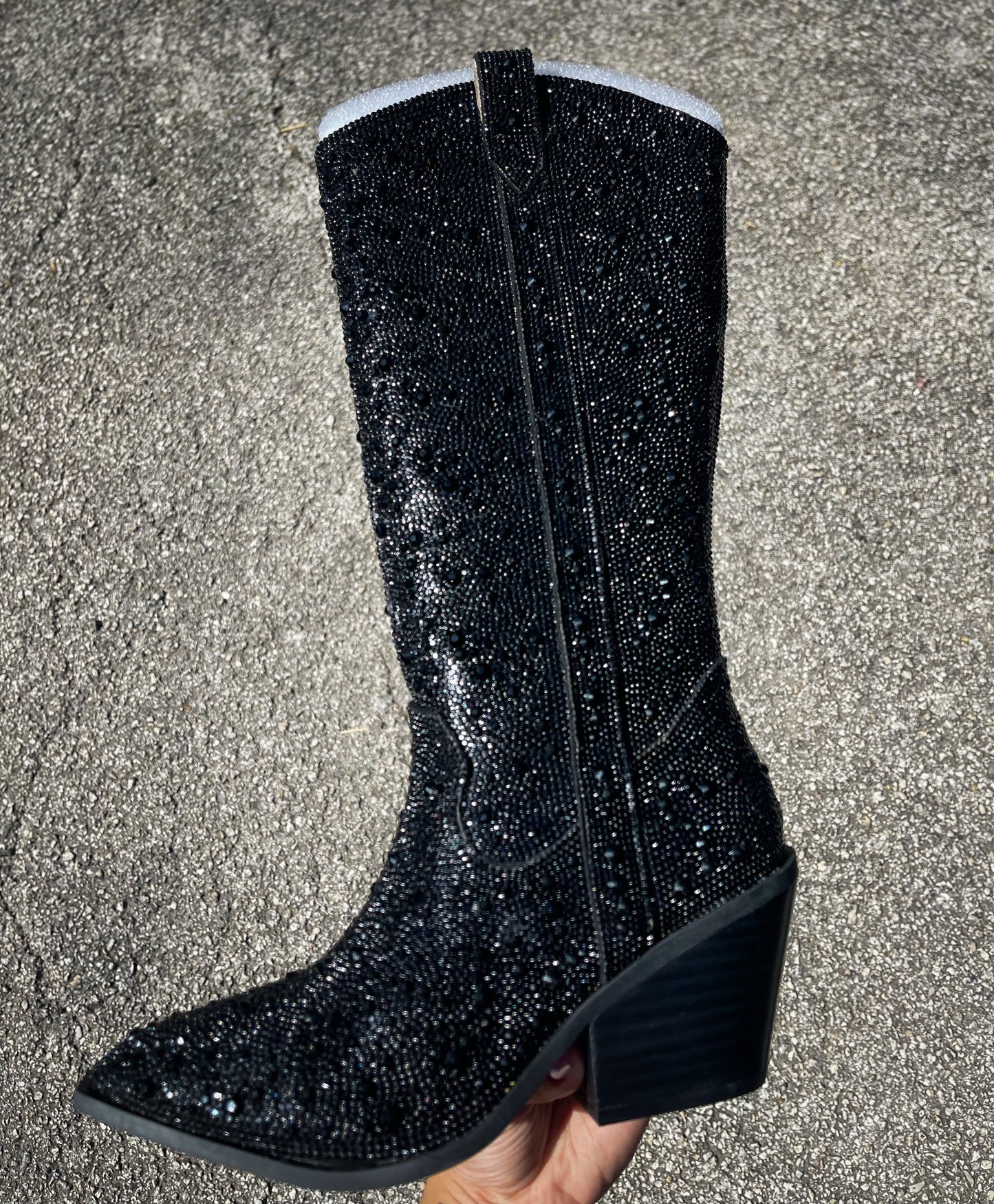 Black Rhinestone Boots