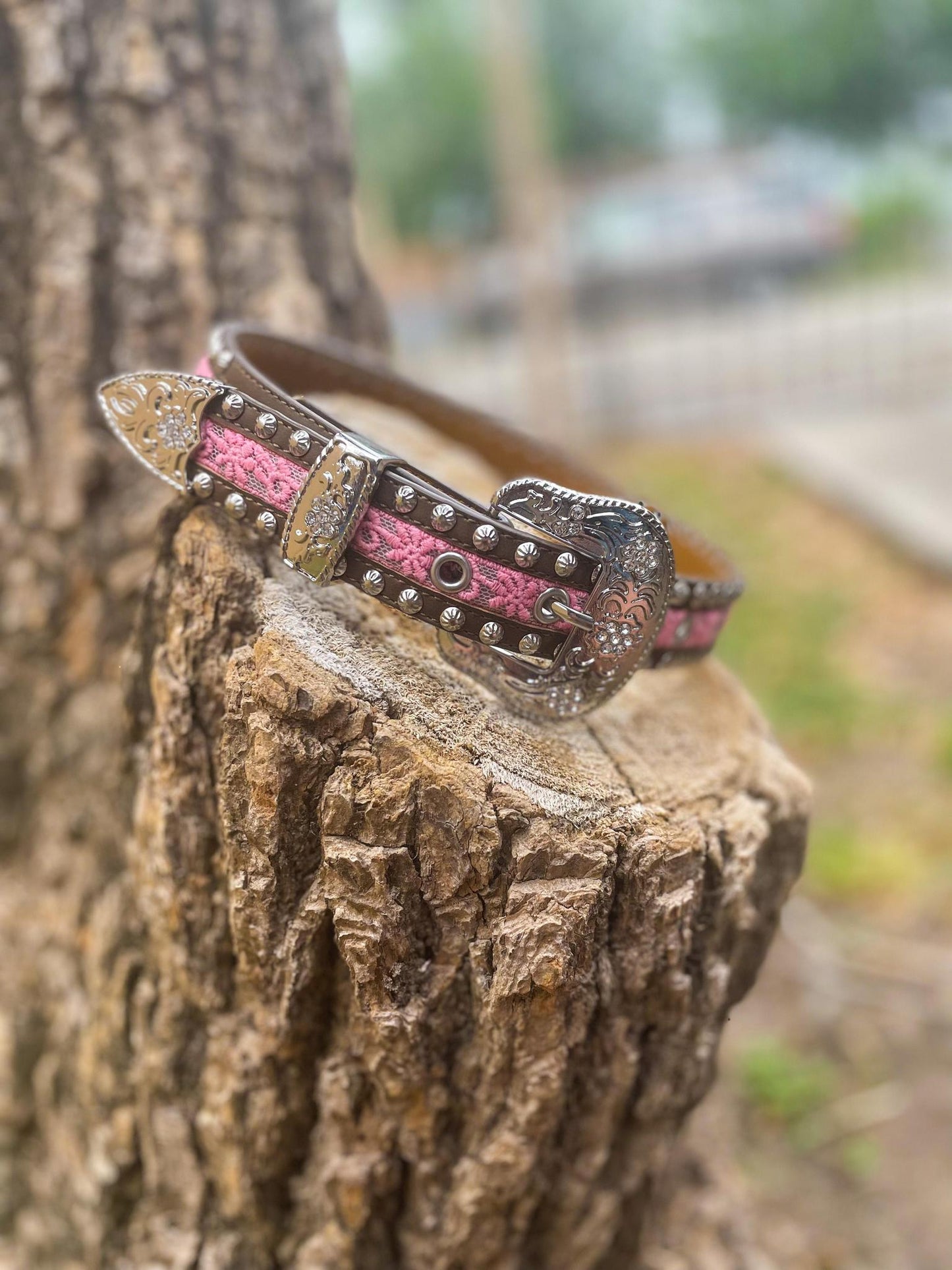 Girls Pink Lace Ariat Belt