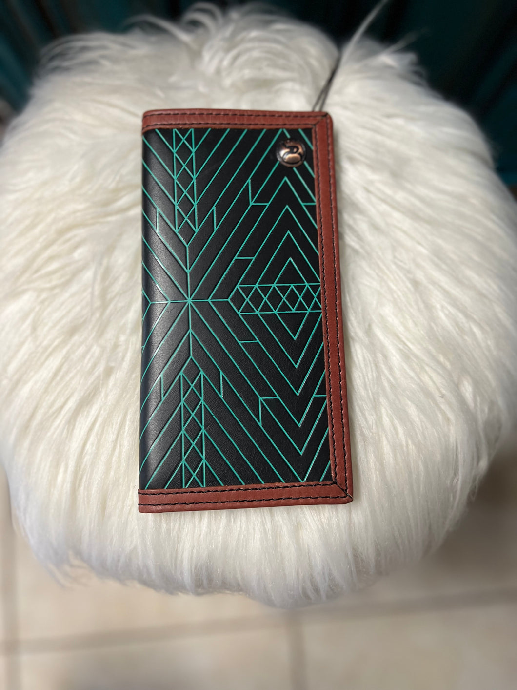 Turquoise Aztec Pattern Embossed Rodeo Wallet