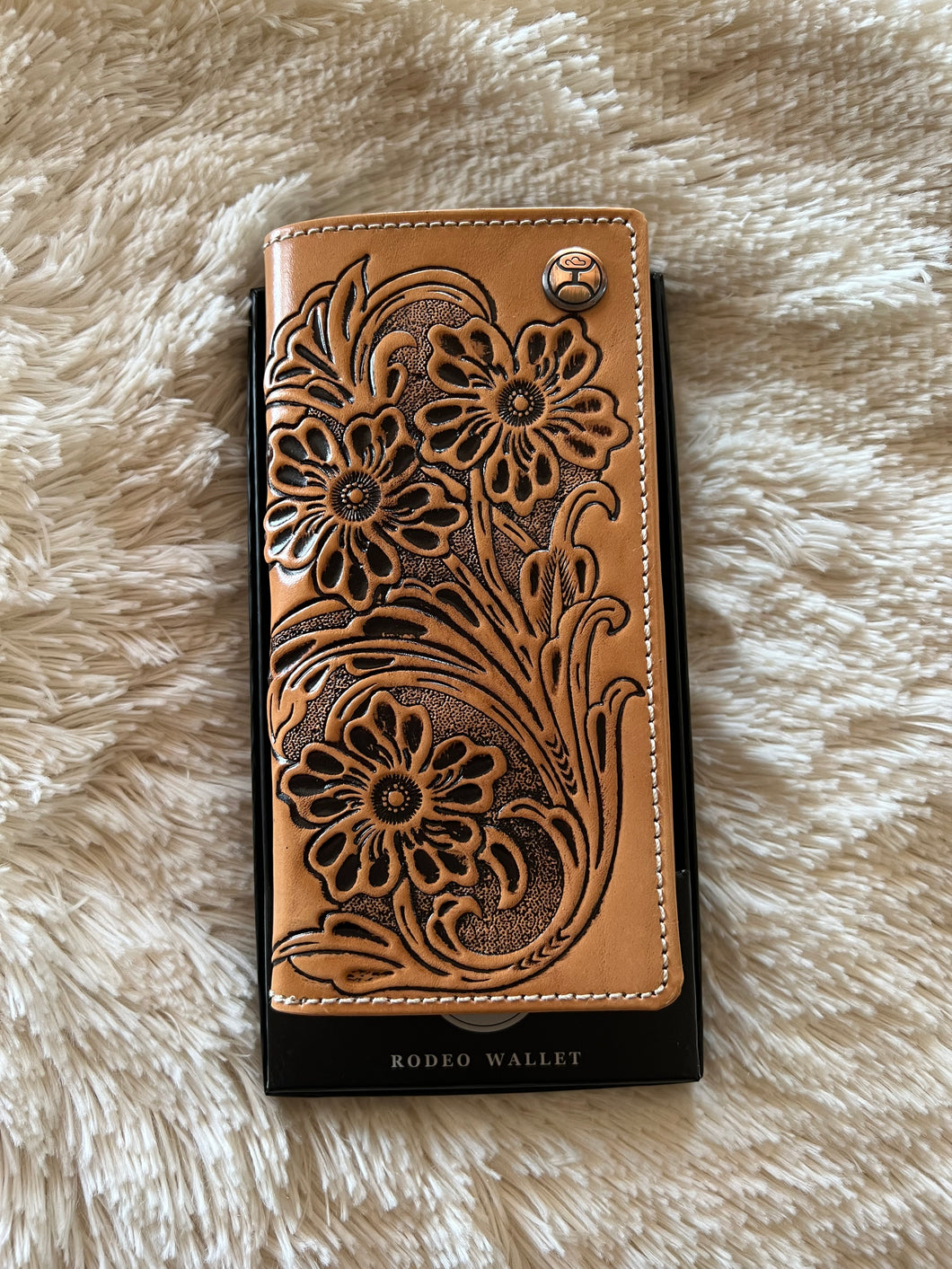 All Over Hand-Tooled Leather Floral Rodeo Wallet