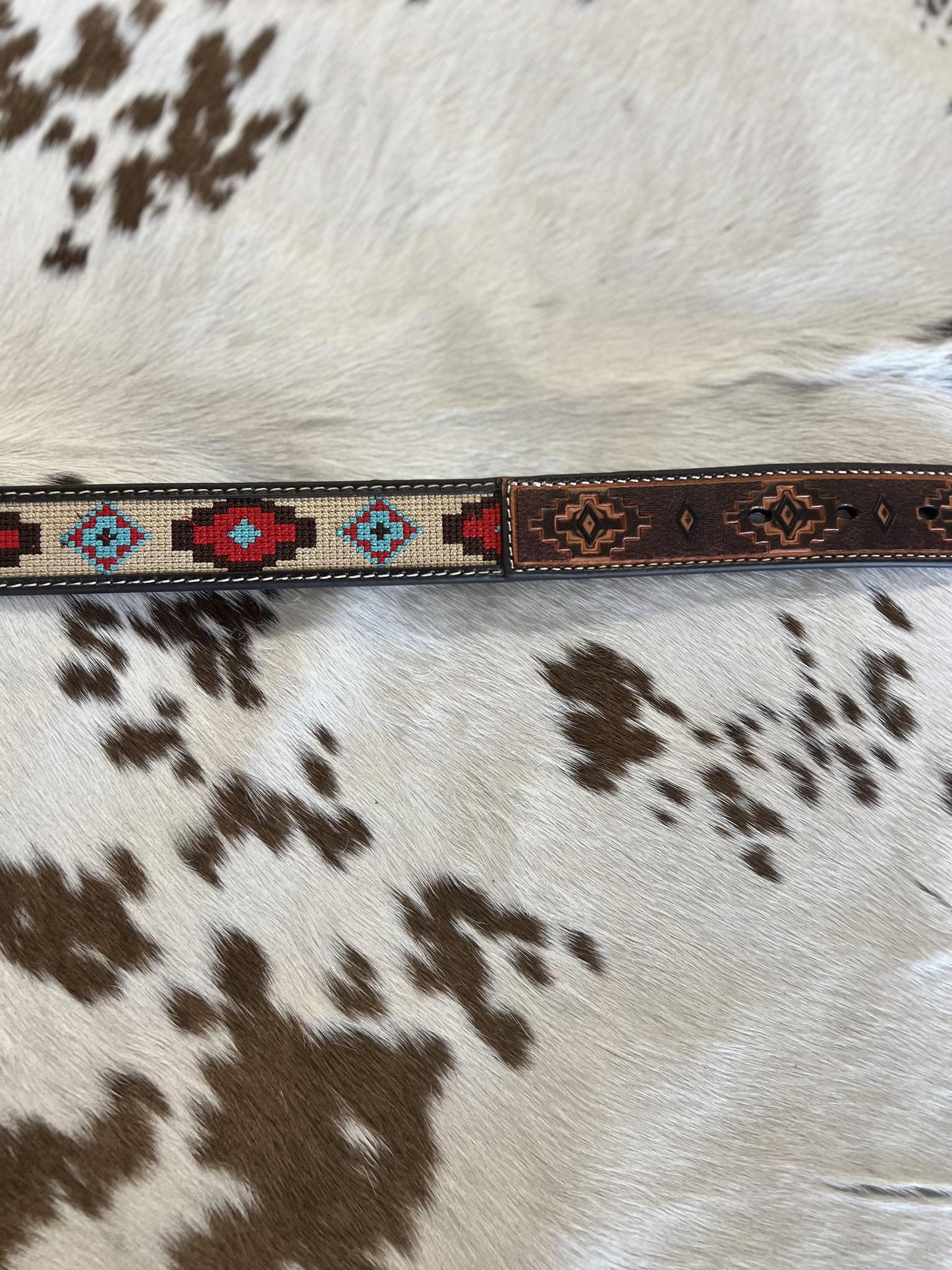 Aztec Stitching Kids Belt w/Buckle