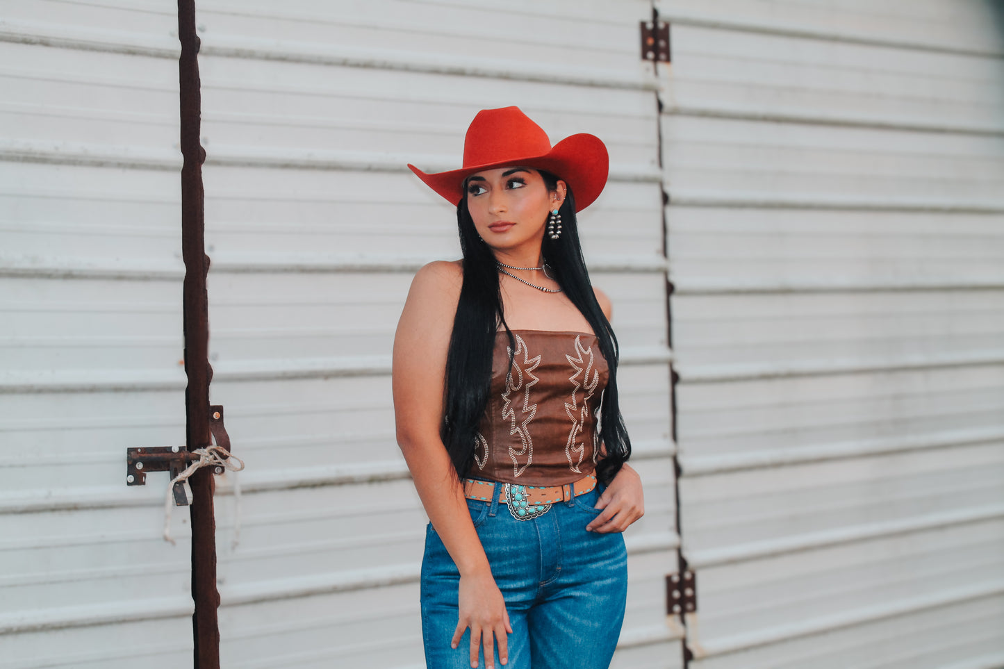 Leather Boot Stitch Corset Top