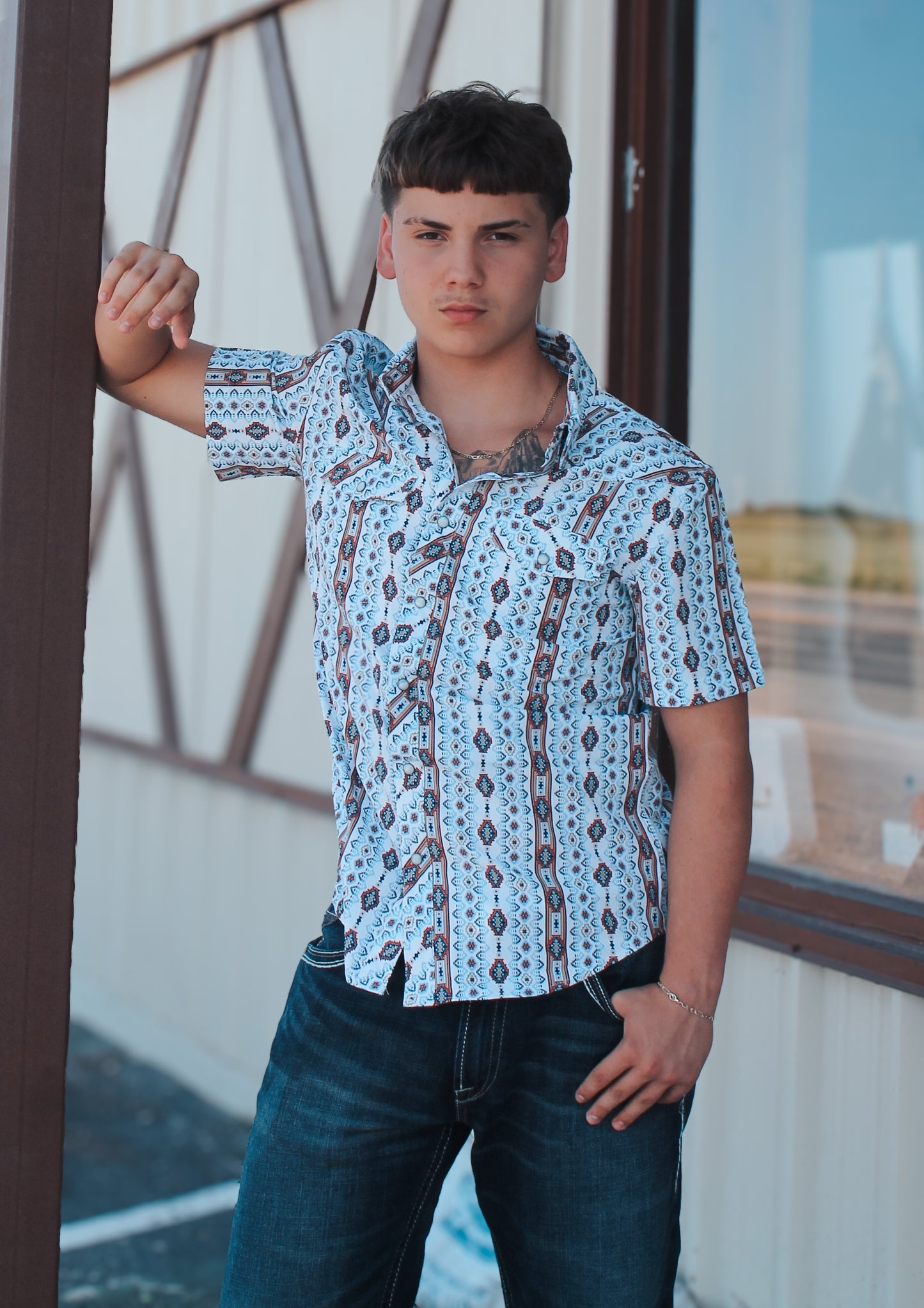 Panhandle Men's Rustic Aztec Pearl-Snap