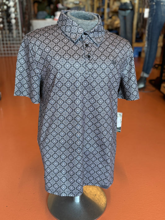 Medallion Black Knit Polo