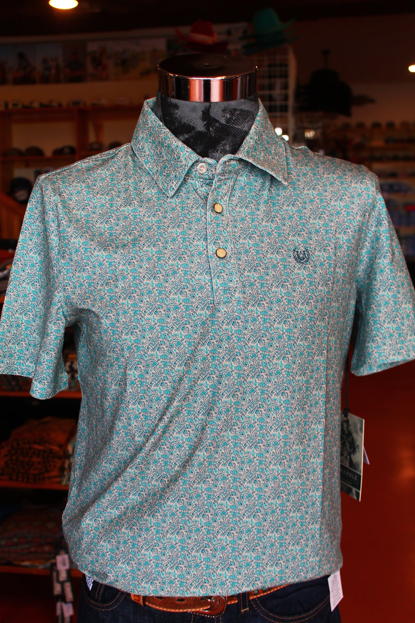 Panhandle Turquoise Floral Polo